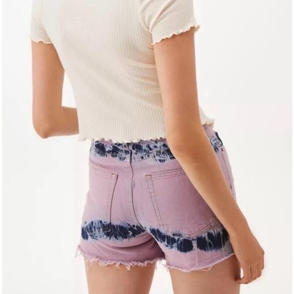 Women's BDG Pax Pink Tie-Dye High Rise Denim Shorts - Picture 2 of 8